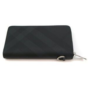 Burberry Wallet Long Leather Zip Around Gray